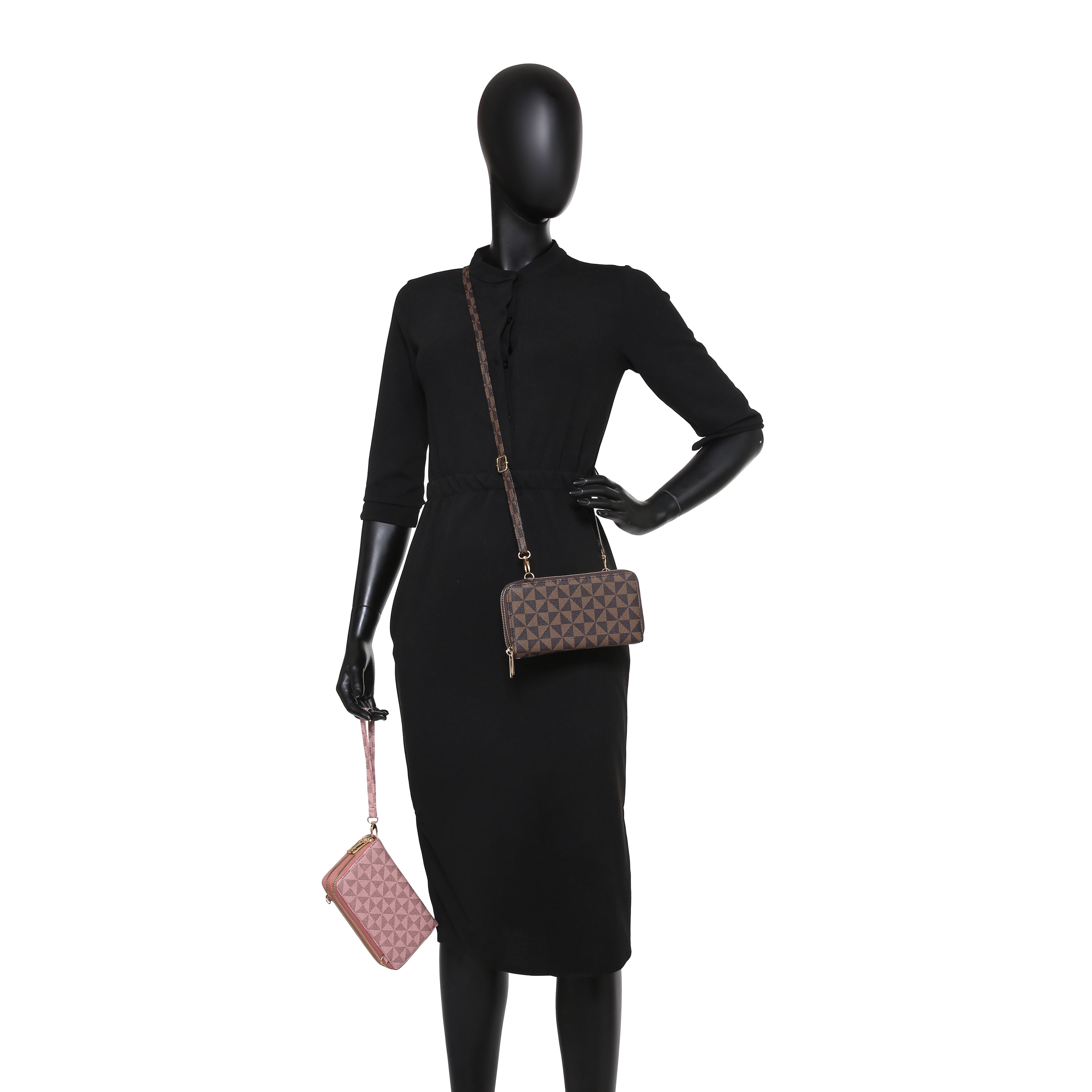 XB Womens RFID Blocking Crossbody Wallet Dual Zipper Card Holder Phone  Clutch Leather Wristlet Handbags 