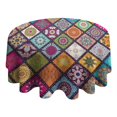 thumbnail image 4 of Multicolor Ethnic Mandala Pattern Round Tablecloth 60"x60",Wrinkle Wipeable Table Cloth for Kitchen Dining Room Picnic Patio Party, 4 of 6
