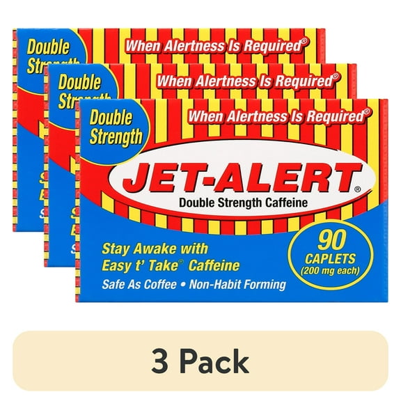 (3 pack) Jet-Alert Double Strength Caffeine 200 mg Caplets, 90 Ct
