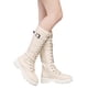 thumbnail image 4 of Botas de cuero con plataforma de otoño para mujer, botas de talla grande con suela gruesa y cordones con cierre de cremallera a la moda Wmkox8yii  sa2206, 4 of 7