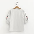 thumbnail image 4 of DHFJKG Boho Tops For Women Floral Embroidered T Shirt Half Sleeve Crew Neck Lightweight Loose Fit Casual Tee Beach Comfy Top, 4 of 5