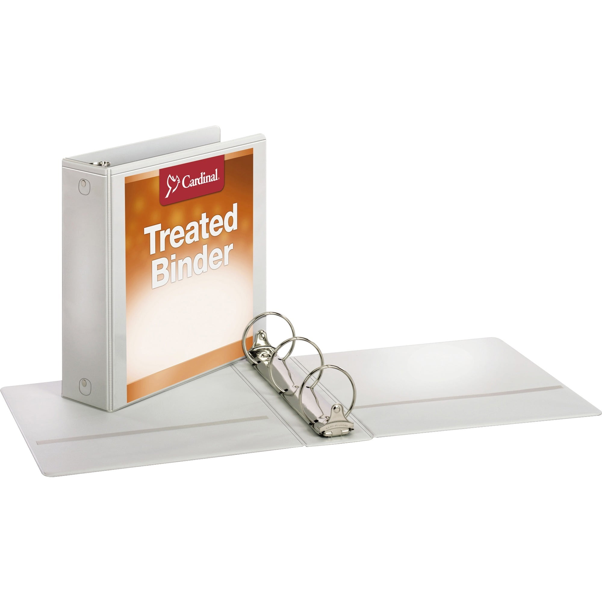Cardinal Treated Binder ClearVue Locking Round Ring Binder, 3' Cap, 11 x 8 1/2, White
