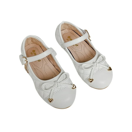 

Avamo Girl s Mary Jane Comfort Flats Bowknot Princess Shoe Children Dress Shoes Girls Breathable Magic Tape Loafers White 7C