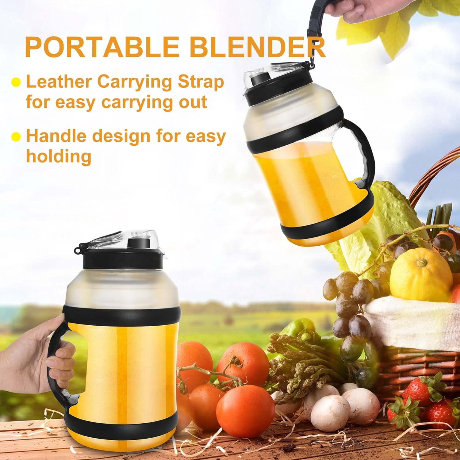 LSHA 64oz Portable Blender for Protein Shakes and Smoothies ,Personal Blenders with Large Capacity,USB Rechargeable Household Mini Mixing Cup for Home/Sports/Office/Travel/Picnic/Camping,Black