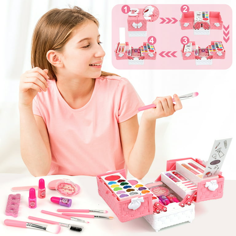 HOUS IDEAS Girls Toys for Age 3 4 5 6 7 8, Kids Gift for 3-8 Year Old Girls,  Kids Makeup Kit for Girl with Cosmetic Bag
