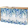 thumbnail image 2 of Spring Blue Floral Cabinet Curtain 28"W x 51"L, Farmhouse Weeping Floral Leaves Wood Dust-Proof Privacy Curtain for Closet Shelves Self Adhesive, Sink Skirt for Bathroom Vanity Kitchen Laundry Room, 2 of 9