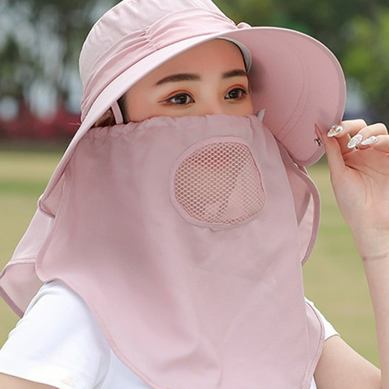 Sun Hat Women Outdoor Sport Fishing Hiking Hat Uv Protection Face Neck Flap Sun  Cap Hat Hats For Women Polyester Beige 