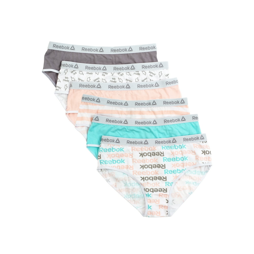 Reebok Reebok Girls Underwear Cotton Stretch Hipster Panties, 6Pack