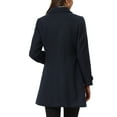 thumbnail image 4 of INSPIRE CHIC Women's Classic Single Breasted Winter Long Trenchcoat with Pockets L Dark Blue, 4 of 6