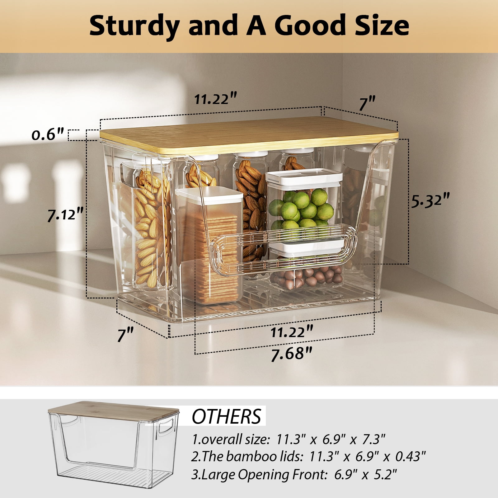 Potato Storage Bin, ORDORA Onion Holder Stackable Kitchen Pantry Organizer with Bamboo Lid 4 Pack, Clear
