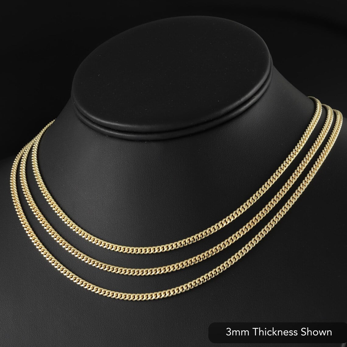 Tilo Jewelry Yellow Gold Plated 925 Sterling Silver Miami Cuban Link Chain Necklace with Secure Lobster Lock | 3mm - 16 Inch | Everyday Necklace for Men & Women