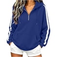 thumbnail image 3 of CBASIHI Womens Quarter Zip Sweatshirts with Pocket Loose Fit Casual Athletic Fall Long Sleeve Drop Shoulder Workout Hoodie Blue S, 3 of 8