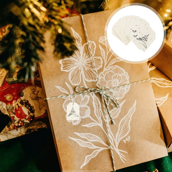 FUTUREORYY Christmas Tags Gold Plated Paper Decorative present Wrapping Message Cards Happy Holidays Tag 6.8X4.5In