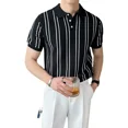 thumbnail image 2 of Polo De Manga Corta A Rayas De Seda De Hielo Para Hombre Tur, 2 of 6