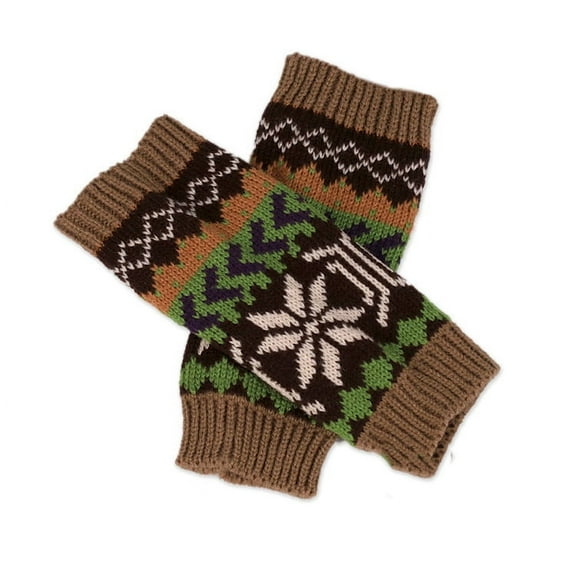 Zhuge Fingerless Gloves for Women Knitted Christmas Tree Mitten Winter Half Finger Hand Wrist Warmer-Style I