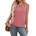 thumbnail image 5 of Tank Tops For Women Red Womens Tops Fashion Sleeveless Plaid Neck Cropped Summer Womens Tank Tops, 5 of 5