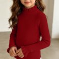 thumbnail image 6 of Girls Ribbed Mock Neck Knit Sweater Slim Fit Long Sleeve Ruffle Trim Basic thermal Top for Kids Ages 0-12 Fall Winter Layering Shirt Red 0-3 Years, 6 of 6