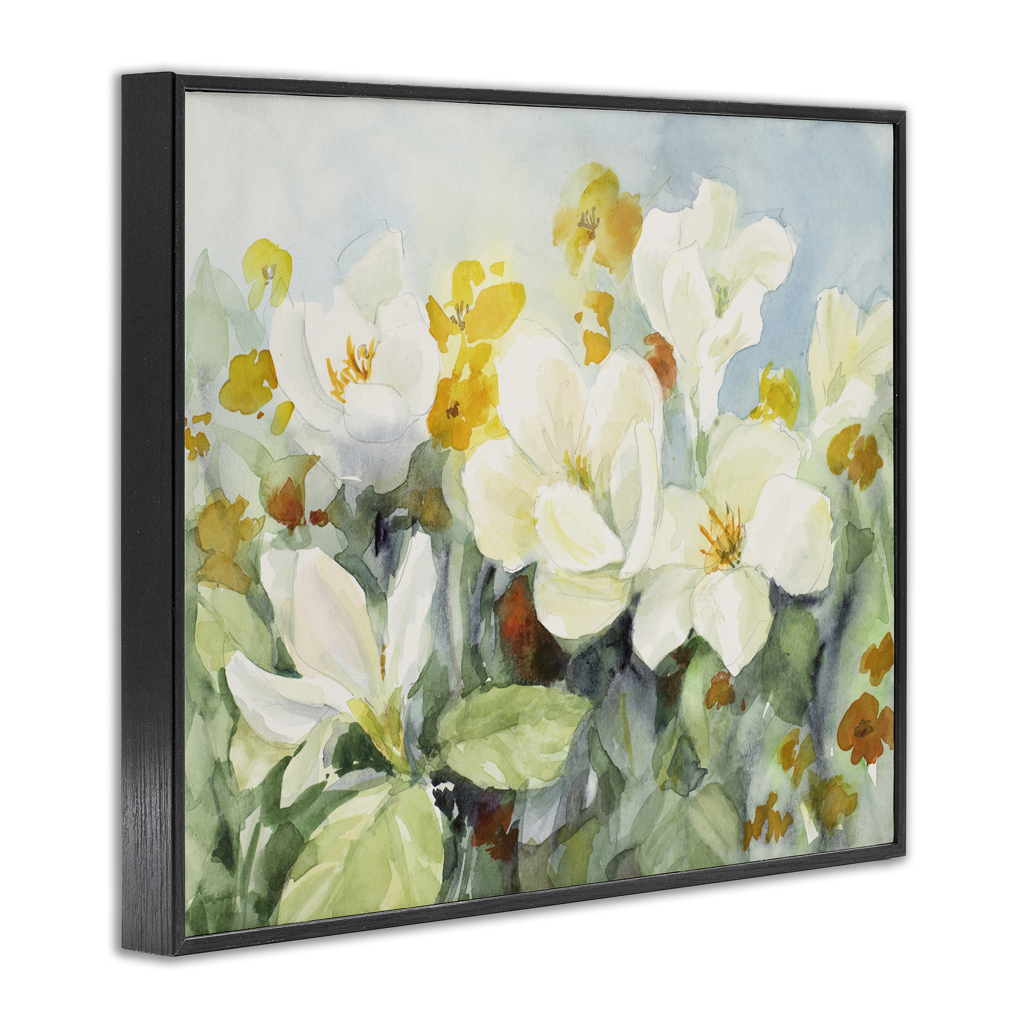 Stupell Industries Early Spring Meadow Botanical & Floral Painting Black Framed Art Print Wall Art, 30 x 24