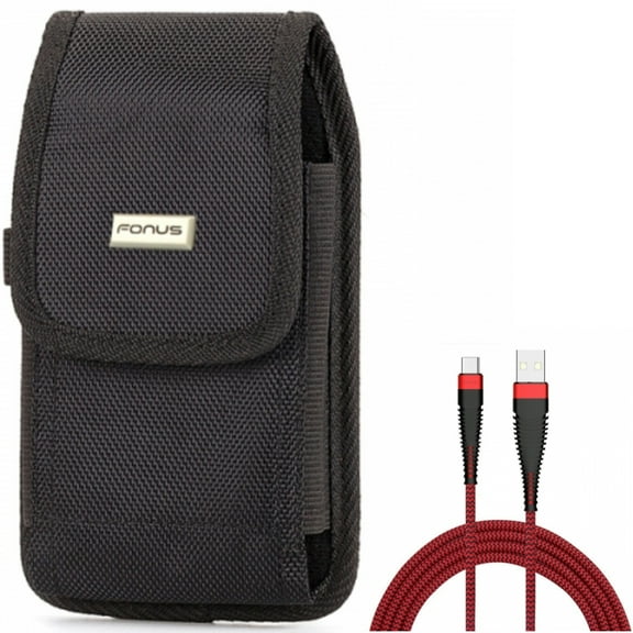 For Galaxy A23 /A14 /A13 - 10ft PD Cable w Case Belt Clip, Type-C to USB-C Charger Cord Power, Swivel Holster Rugged for Samsung Galaxy A23 /A14 /A13 5G