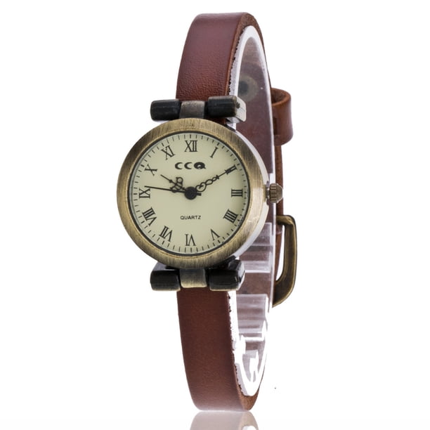 Reloj de cuarzo para mujer, relojes para mujer vansvar Reloj de pulsera analógico con correa de cuero de cuarzo informal para mujer