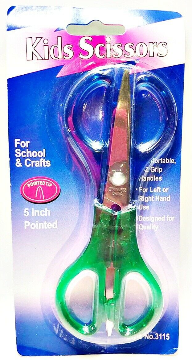 Lot of 2 Allary Style #3115 Kids Scissors, 5 Inch, 2 Pack, Green & Blue