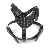 Spike Studded PU Dog Harness for Pitbull Terrier (Black)