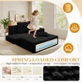 thumbnail image 4 of FFH 60" Chaise Lounge Chair Indoor, Convertible Sleeper Sofa Bed with Storage Pockets, Plush Corduroy Floor Lazy Sofa, Frameless Design, Black, 4 of 11