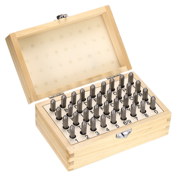Uxcell 36pcs Metal Stamping Kit 1/16" (1.5mm) Sandblasting Punch Press Tool with Case
