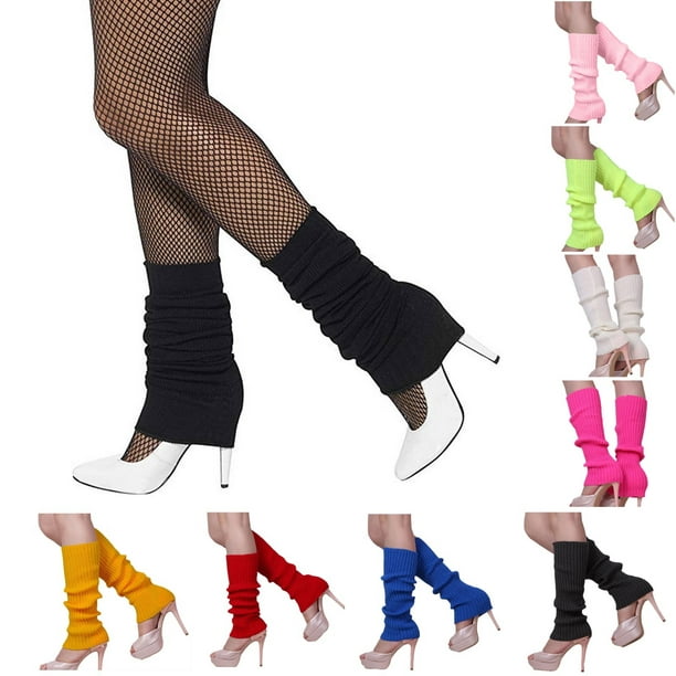 Leg Warmers for Women, 80s Party Ribbed Knit Dance Sports Women Juniors  Neon Party Knitted Fall Winter Sports Yoga Pile of Socks (Black) at   Women's Clothing store