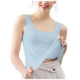 thumbnail image 5 of COMVALUE Seamless Ice Silk Vest Tank Tops for Women Basic Scoop Neck Camisole Undershirt (Light Blue, 4XL), 5 of 5