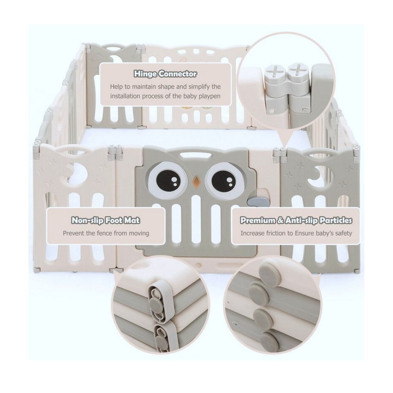 KidsVIP 20 Panels Parc de jeu pliable intérieur/extérieur, clôture, sécurité avec activité pour les enfants en bas âge