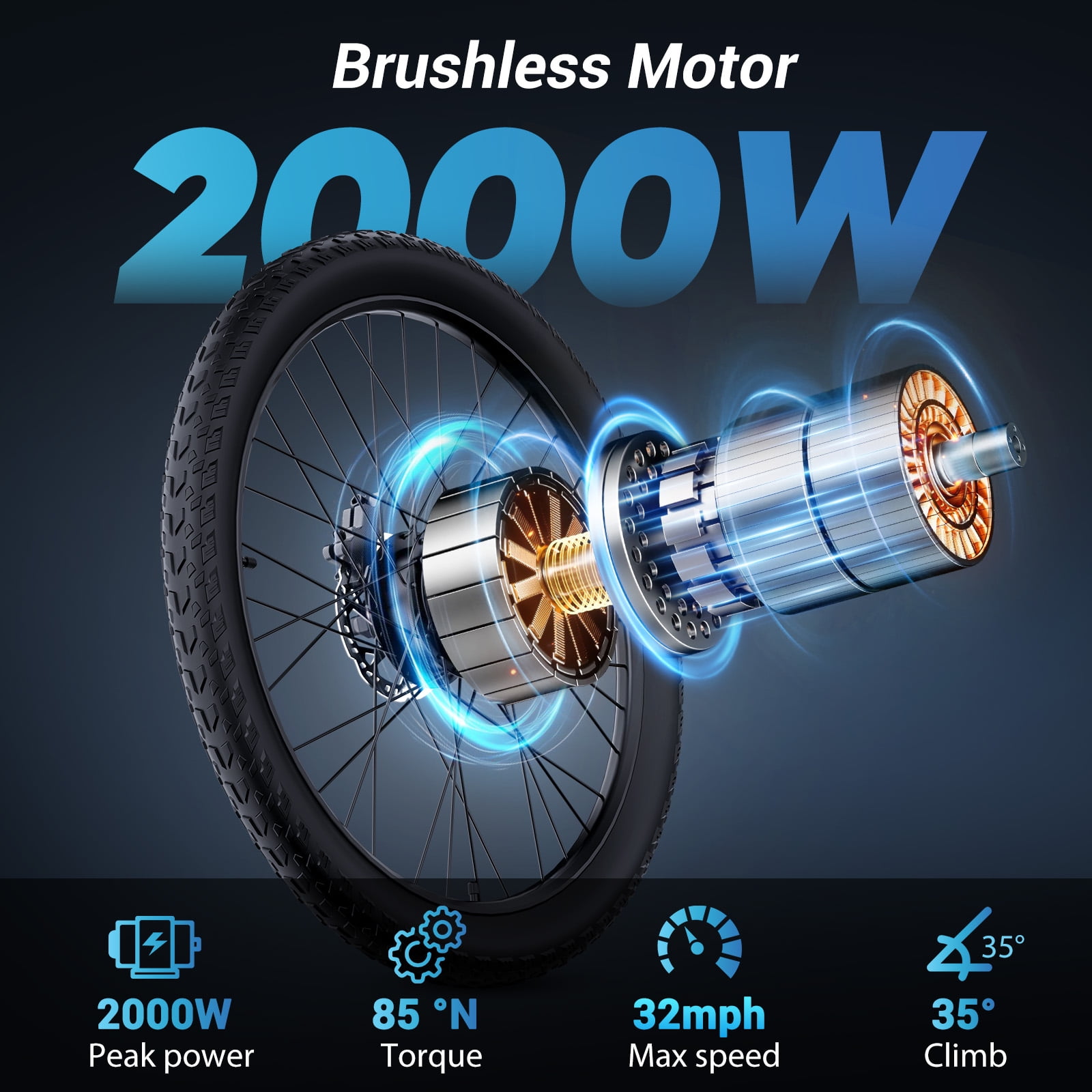 YVY Electric Bike for Adults, 48V 23AH,Up to 100 Miles,Peak 2000W Max 28MPH Electric Bicycle,27.5'' Tire 7 Speed Mountain Bike UL2849
