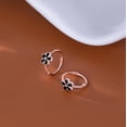 thumbnail image 5 of Solid 925 Sterling Silver Daisy Flower Hoop Earrings Huggie for Women Teens Black Flower Hoop Earrings Spring Cartilage Helix Earrings, 5 of 11