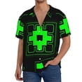 thumbnail image 7 of Lsque Geometry Dash print Men's Cuban Collar Short Sleeve Shirt Summer Beachwear Casual Button Down Fashionable Vacation Leisure Shirt-X-Large, 7 of 7