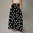 thumbnail image 6 of LWavelet Polka Dot Maxi Skirt with Side Pockets Women Daily Casual Flowy Versatile Bottoms Black XL, 6 of 6