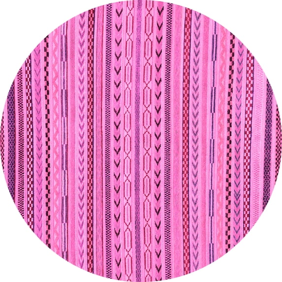 Ahgly Company Indoor Round Abstract Pink Modern Area Rugs, 6' Round