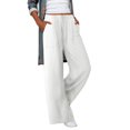 thumbnail image 4 of Pantalon Large à Taille Élastique Kaki Blanc pour Femmes, 4 of 4
