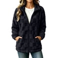 thumbnail image 6 of Winter Fleece Coats for Women Plus Size Turndown Collar Long Sleeve Solid Color Thick Velvet Warm Coat Winter Sports Casual Jacket Outerwear with Pockets, 6 of 10