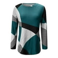 thumbnail image 2 of Long Sleeve T Shirt, Gifts For Women Long Sleeve Blouse For Women Women's Thin Geometric Long Sleeve Print Loose Sweatshirt Women Tops And Blouses For Work Loose Fitting Long (Green,Large), 2 of 5