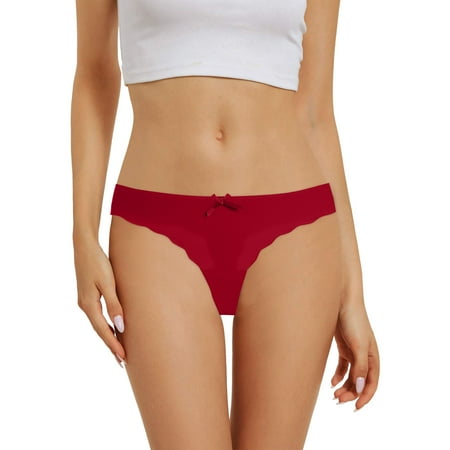 knqrhpse Thongs for Women Seamless Underwear Womens Thong Seamless Panties Ice Silk Breathable Thong Panties No Show Underwear Womens Underwear Wine M