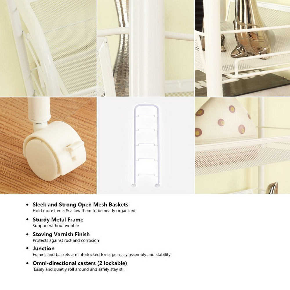 Metal Organizer Cart 4Shelves, URHOMEPRO Multifunction 3Tier Heavy