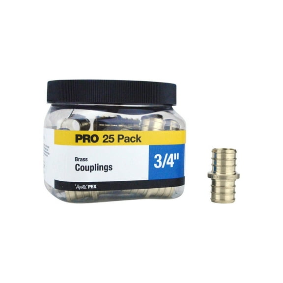 Apollo APXC3425JR Coupling, 3/4 in, Barb, Brass, 200 psi Pressure - pack of 25