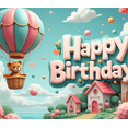 thumbnail image 4 of Colorful Balloons Happy Birthday Banner Teddy Bear Hot Air Balloon Decorative Design for Kid's Birthday Party Celebration Indoor Decoration, 4 of 8