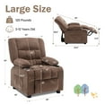 thumbnail image 3 of JONPONY Kids Recliner Chair,Push Back Toddler Recliner with Cup Holders & Side Pockets,Adjustable Footrest & Headrest Kids Sofa for Boys Girls 3+ Age Group, Brown, 3 of 12