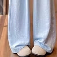 thumbnail image 3 of Staki Pants for Girls Girls Wide Leg Sweatpants Drawstring High Waist Baggy Track Pants Cute Sweatpants with Pockets for Teen(Blue,9-10 Years), 3 of 4