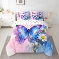 thumbnail image 3 of Manfei Teens Watercolor Butterfly 7-Piece Twin Bedding Sets, Vibrant Groovy Flower Bedding Comforter Set, Rustic Farmhouse Reversible Sheet Sets, Breathable Home Decor, 3 of 8