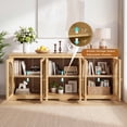 thumbnail image 6 of HOQBN 68" Modern Arched Glass Sideboard with 6 Doors, Buffet Cabinet with Storage and Adjustable Shelves, Large Credenza for Living Room,Kitchen,Entryway,Natural, 6 of 9