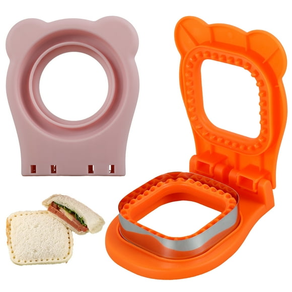 CIVG 2pcs Sandwich Cutter and Sealer Set Stainless Steel Sandwich Maker Decruster Sandwich Cutter Shapes Set with Removable Cutting Ring Square Sandwich Cookie Cutters Round Sandwich Cutter Shapes
