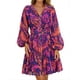 thumbnail image 1 of Vestido ZESICA Minivestido floral de manga larga de otoño 2025, morado, 1 of 6