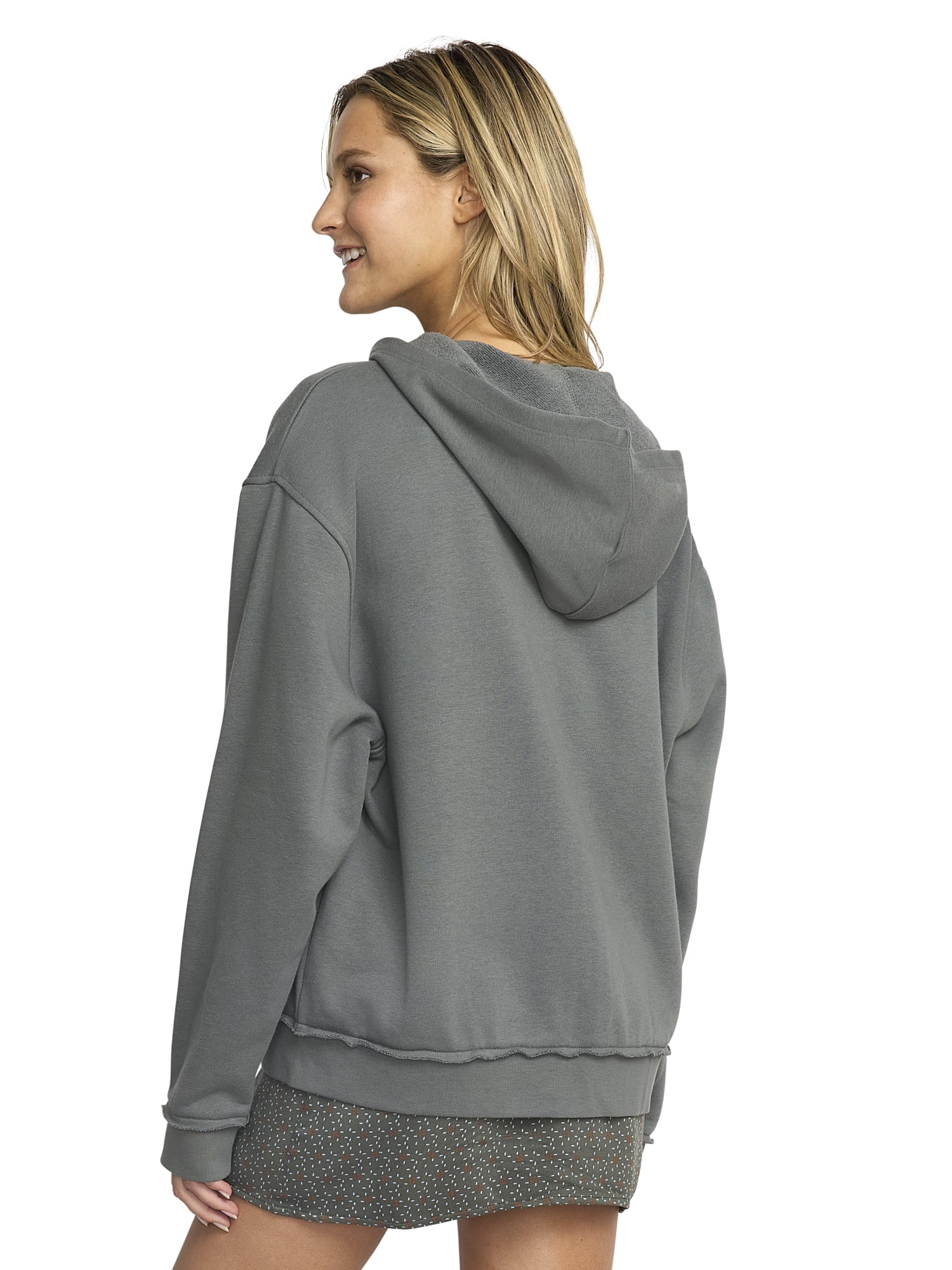 Mills by Millie Bobby Brown Women's Mineral Washed Oversized Zip-Up Hoodie Sweatshirt, Sizes XXS- XXL